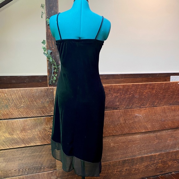 Vintage 90’s Rocket Candy Asymmetrical Velvet Witchy Gothic Dress w/ Mesh Trim - Picture 6 of 10